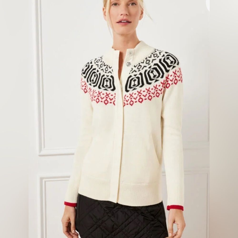 TALBOTS SWEATER JACKET SNAP FRONT POCKETS M
